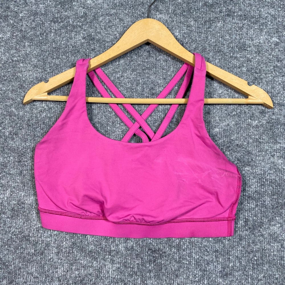 Lululemon Free To Be Serene Sports Bra Pink Size 8 LW2540S Strappy Back - Picture 1 of 7